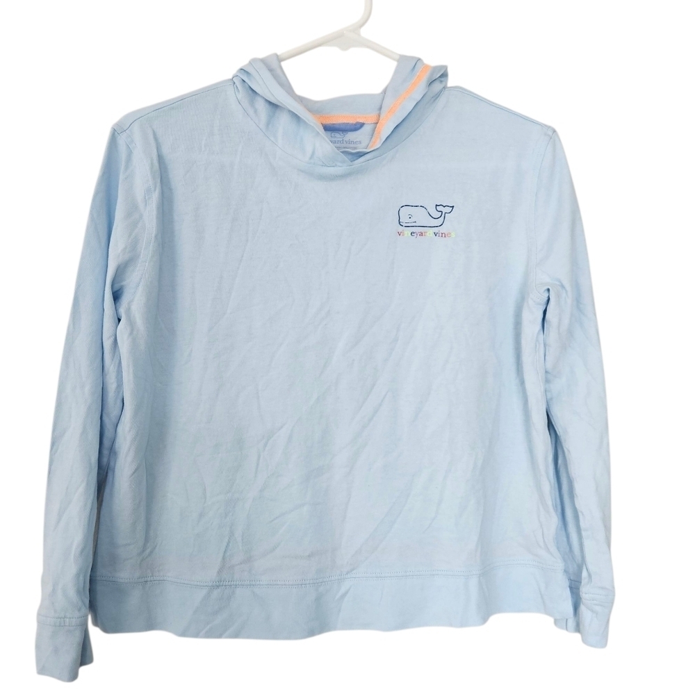 Vineyard Vines Kids Baby Blue Cropped Boxy Hoodie Tee Size L/14